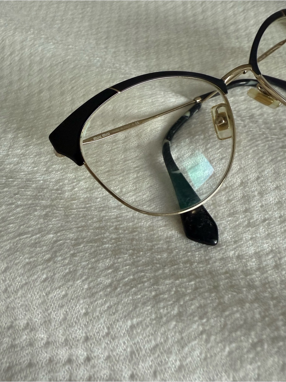 Miu Miu Black and Gold Cat-Eye Glasses - Picture 4 of 6